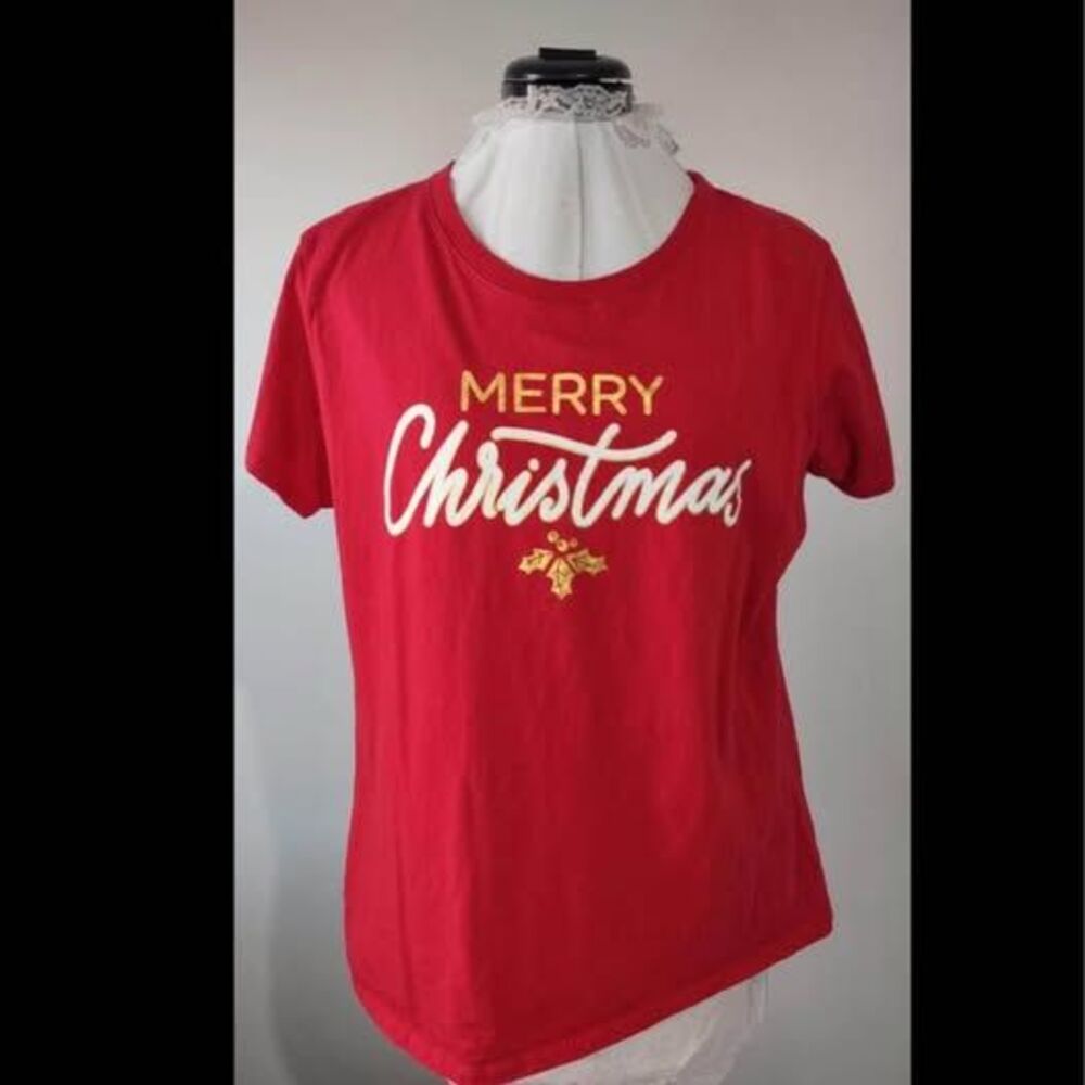 XL 16-18 Holiday Time Short Sleeve Red Tee-shirt (Merry Christmas) C5176